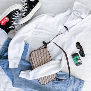 White Cropped Hoodie